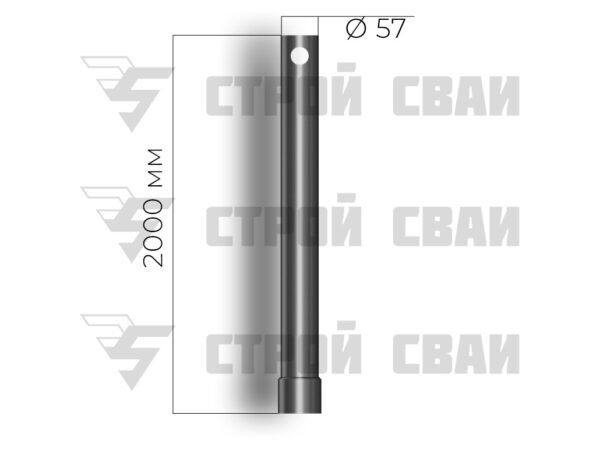 Удлинитель винтовой сваи 57х2000 3,5 мм