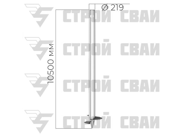 оцинкованная винтовая свая 219х10500 мм