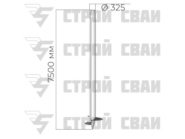 оцинкованная винтовая свая 325х7500 мм